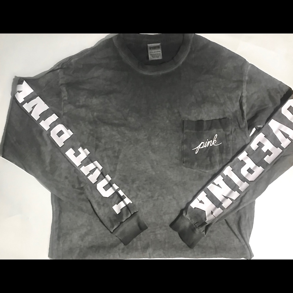Love pink gray long sleeve t-shirt XSmall NWOT